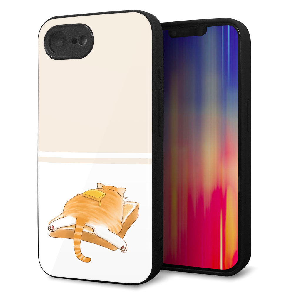 iPhone16e 強化ガラス＆TPUスマホケース ガラプリ【KM959 バター】