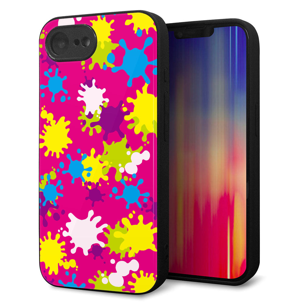 iPhone16e 強化ガラス＆TPUスマホケース ガラプリ【MA876 ペイントピンク】