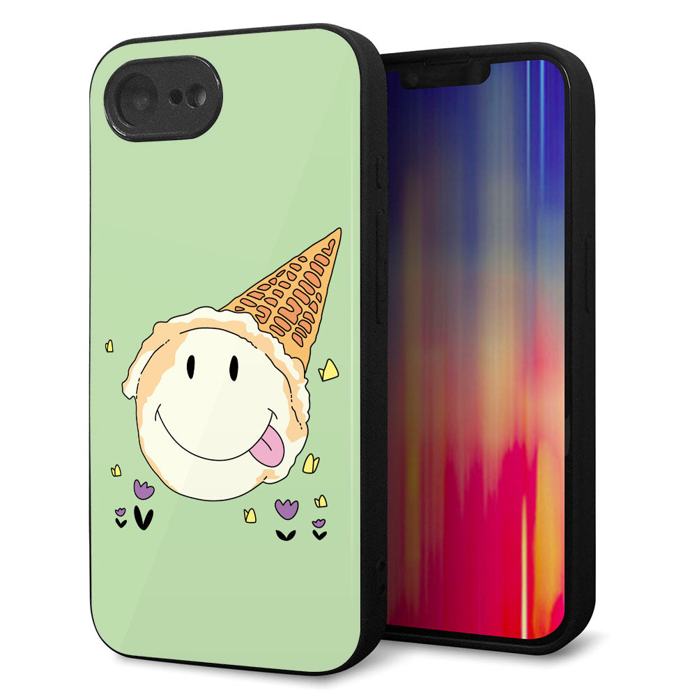iPhone16e 強化ガラス＆TPUスマホケース ガラプリ【MA902 アイスクリーム】