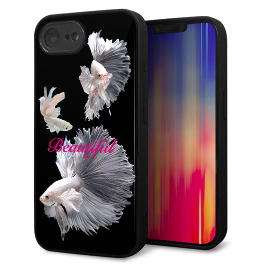 iPhone16e 強化ガラス＆TPUスマホケース ガラプリ【MA957 金魚 B】