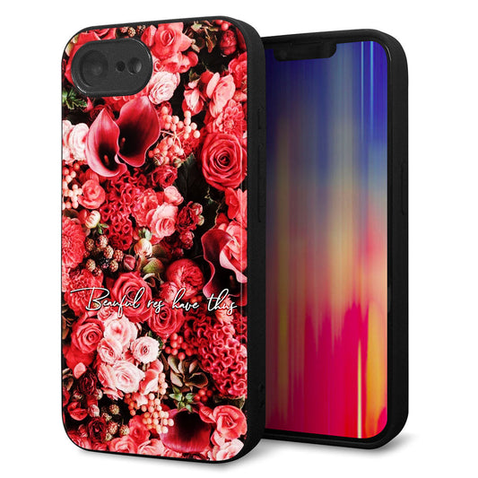 iPhone16e 強化ガラス＆TPUスマホケース ガラプリ【MA992 フラワーA】