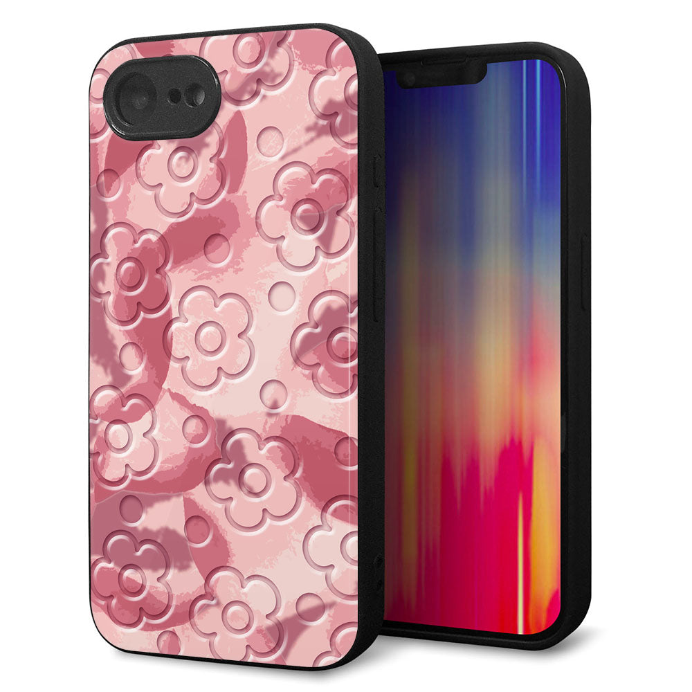 iPhone16e 強化ガラス＆TPUスマホケース ガラプリ【SC846 フラワーヴェルニ花ピンク（ローズヴェルール）】