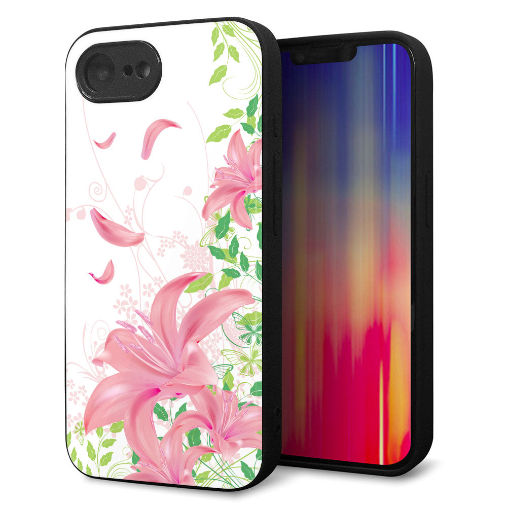 iPhone16e 強化ガラス＆TPUスマホケース ガラプリ【SC849 ユリ（ピンク）】