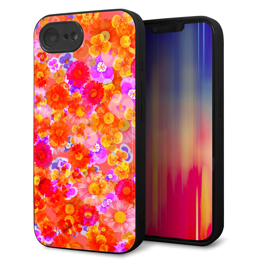 iPhone16e 強化ガラス＆TPUスマホケース ガラプリ【SC871 リバティプリント フルールドパルファン（レッド）】