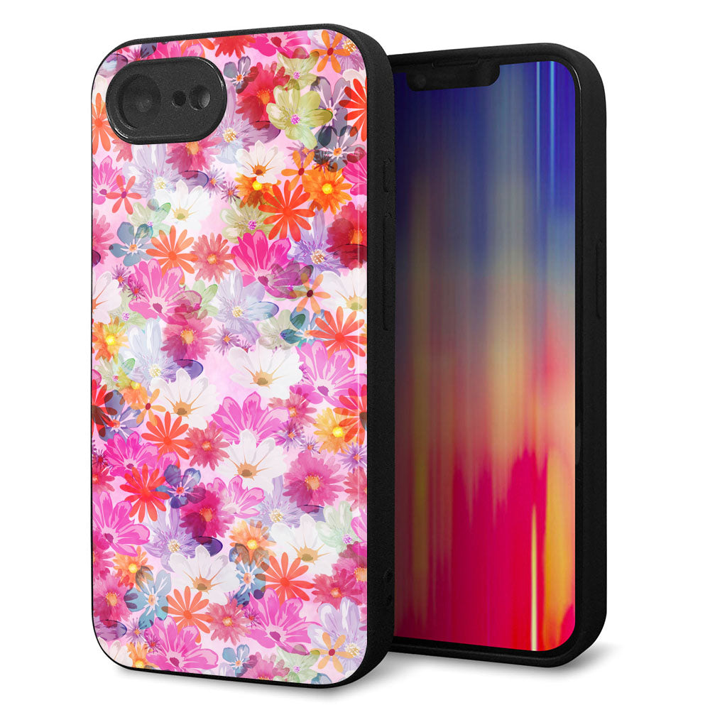 iPhone16e 強化ガラス＆TPUスマホケース ガラプリ【SC874 リバティプリント プレスドフラワー（ピンク）】