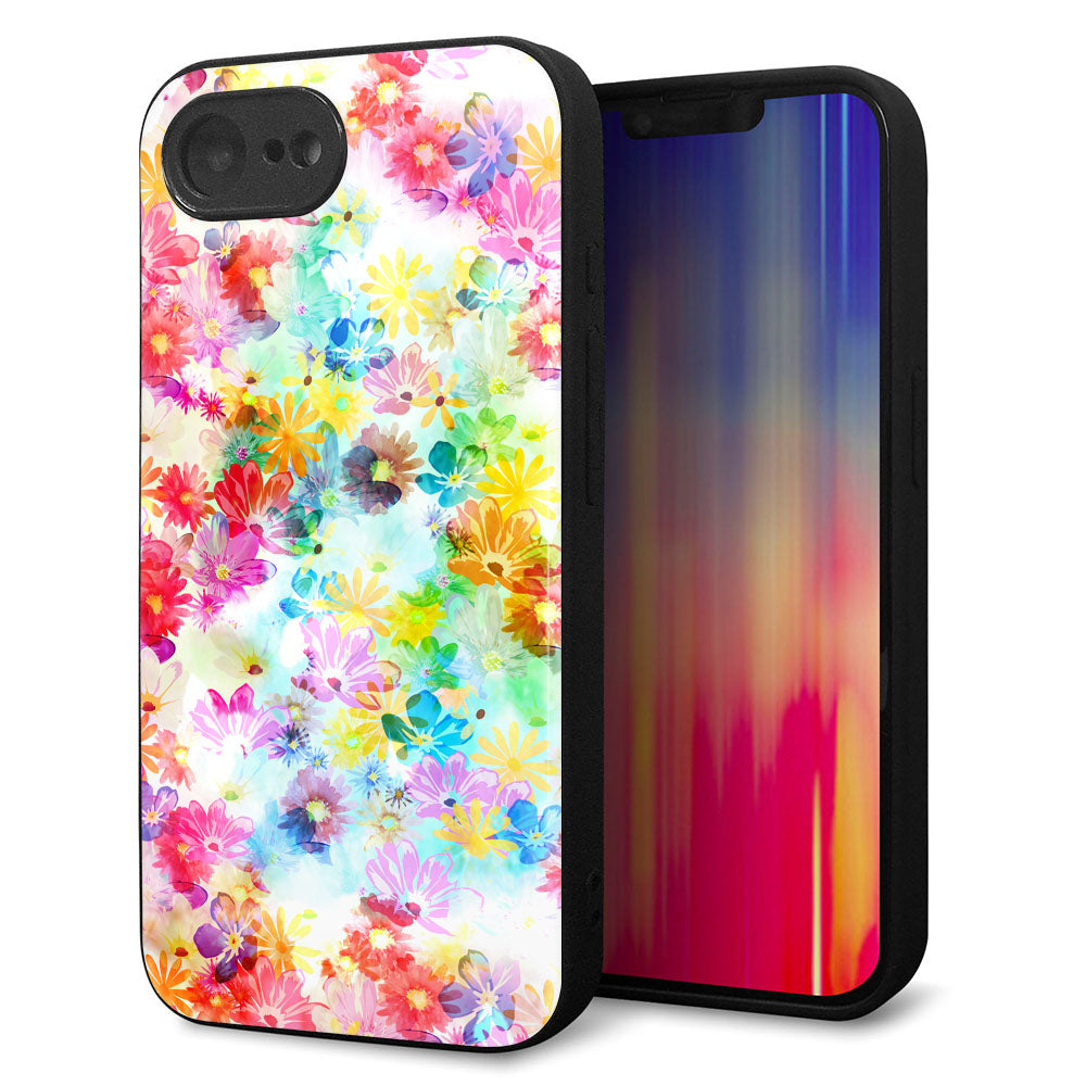 iPhone16e 強化ガラス＆TPUスマホケース ガラプリ【SC876 リバティプリント プレスドフラワー（ホワイト）】