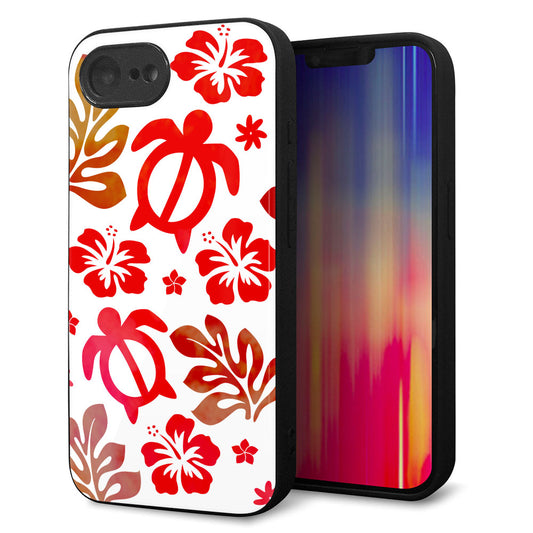 iPhone16e 強化ガラス＆TPUスマホケース ガラプリ【SC881 ハワイアンアロハホヌ（レッド）】