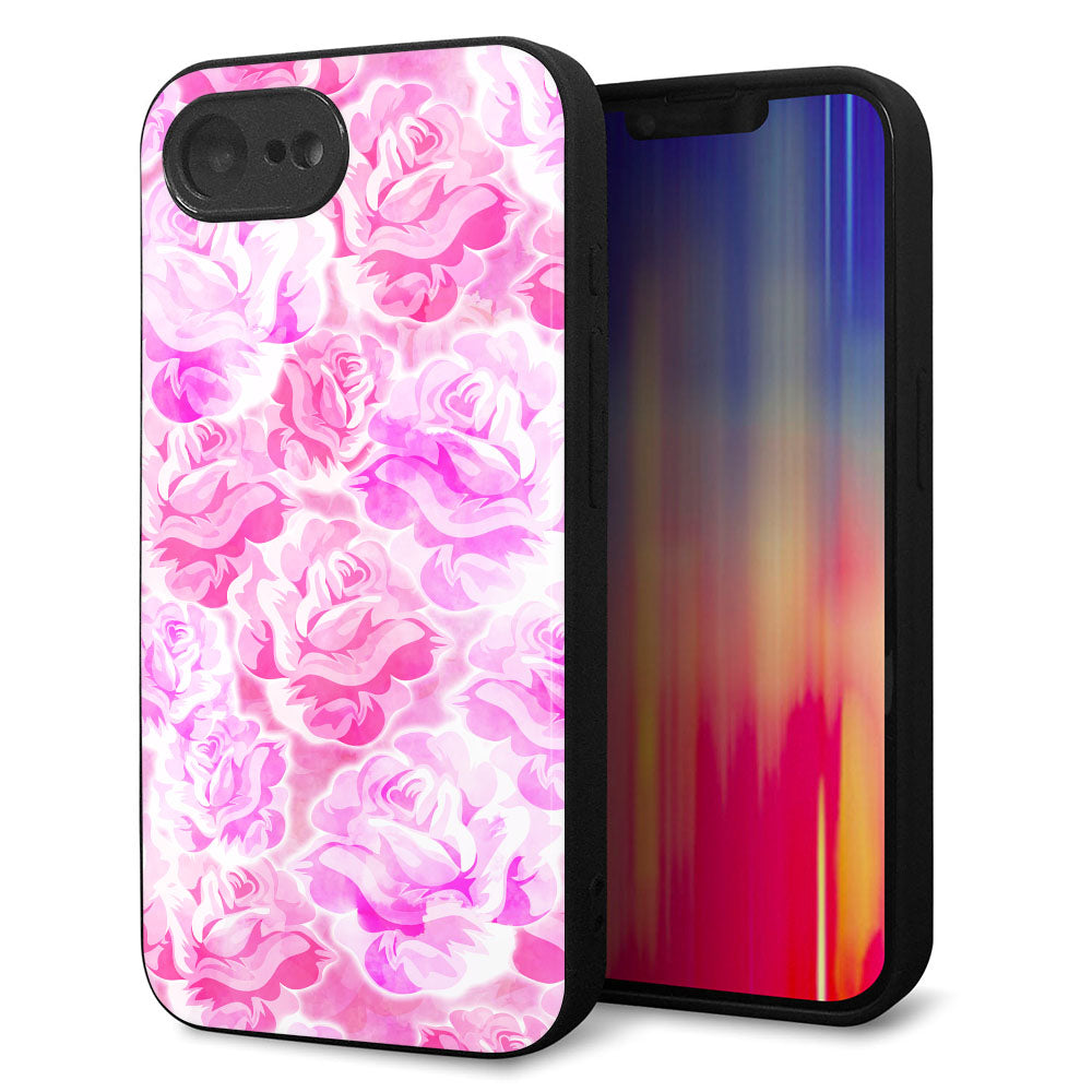 iPhone16e 強化ガラス＆TPUスマホケース ガラプリ【SC928 ローズ ピンク】