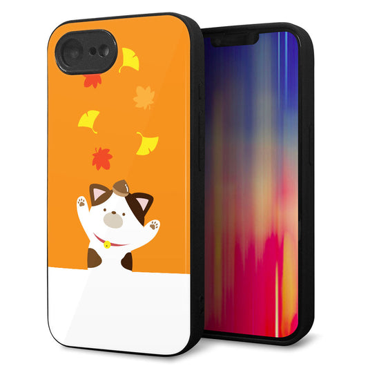 iPhone16e 強化ガラス＆TPUスマホケース ガラプリ【TA018 秋みけ】