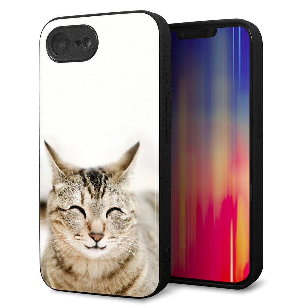 iPhone16e 強化ガラス＆TPUスマホケース ガラプリ【VA801 笑福ねこ】