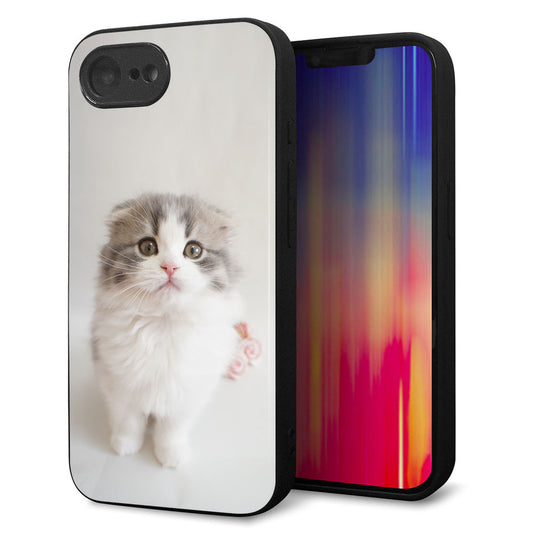 iPhone16e 強化ガラス＆TPUスマホケース ガラプリ【VA803 まっていますネコ】