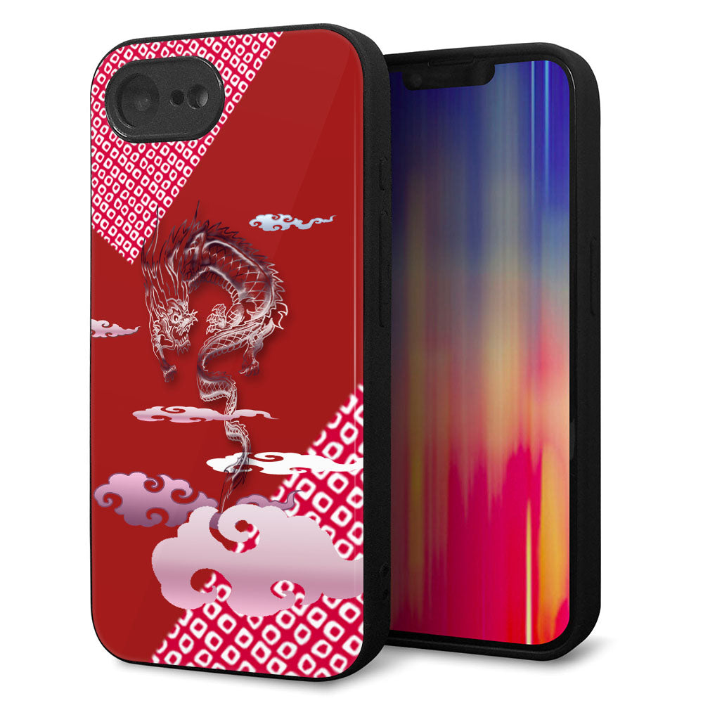iPhone16e 強化ガラス＆TPUスマホケース ガラプリ【YC907 雲竜02】
