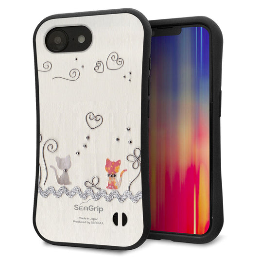 iPhone16e スマホケース 「SEA Grip」 グリップケース Sライン 【1103 クラフト写真ネコ】 UV印刷