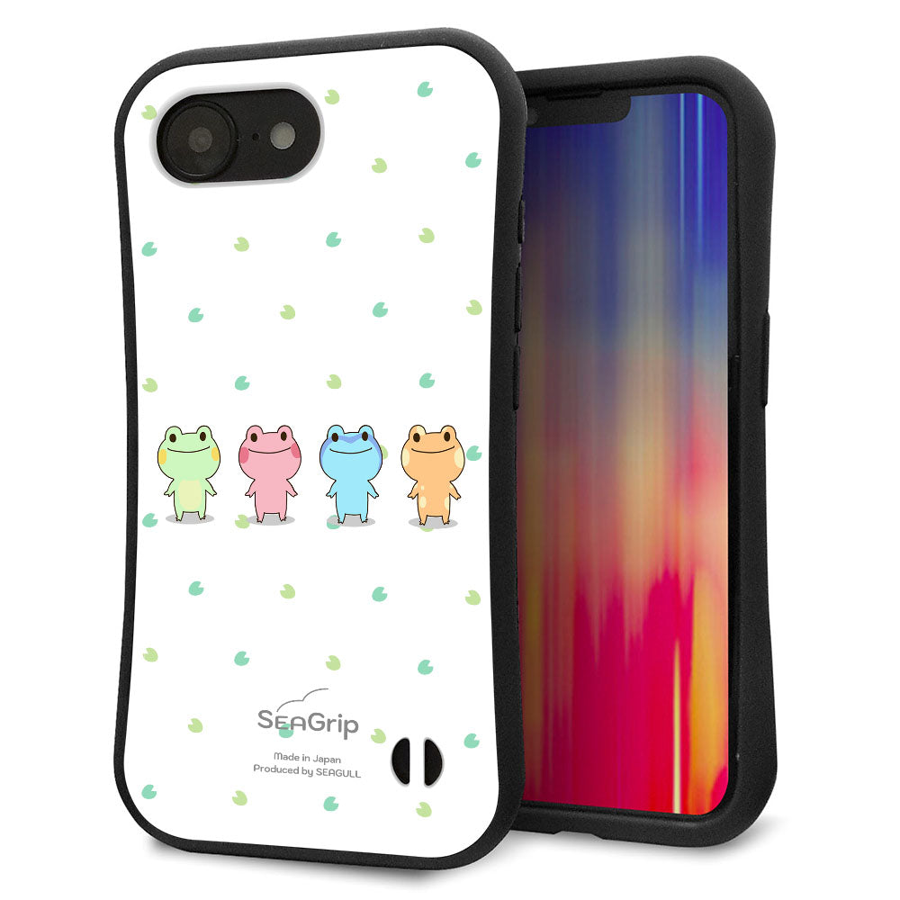 iPhone16e スマホケース 「SEA Grip」 グリップケース Sライン 【HA277 カエル 葉】 UV印刷