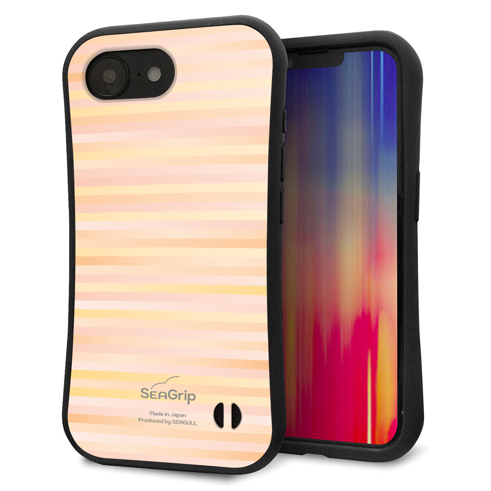 iPhone16e スマホケース 「SEA Grip」 グリップケース Sライン 【IB909 グラデーションボーダー_オレンジ】 UV印刷