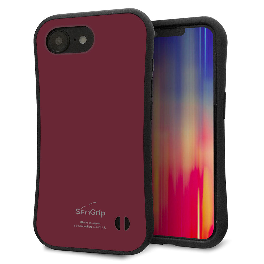 iPhone16e スマホケース 「SEA Grip」 グリップケース Sライン 【KM919 レトロカラー(バーガンディー)】 UV印刷