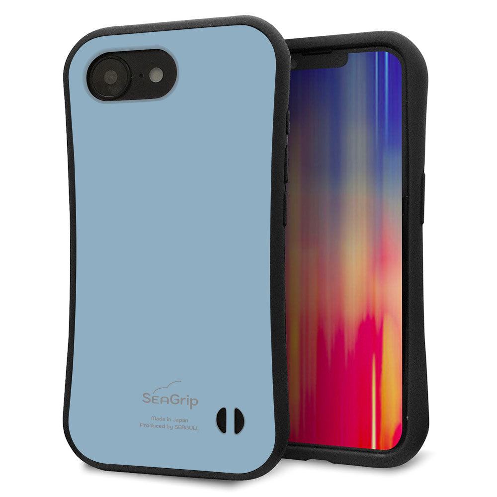 iPhone16e スマホケース 「SEA Grip」 グリップケース Sライン 【KM932 くすみカラー ブルー】 UV印刷