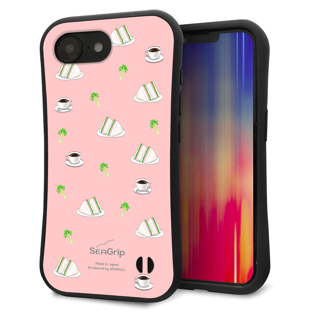 iPhone16e スマホケース 「SEA Grip」 グリップケース Sライン 【NA802 アムロサンドイッチプリント Aピンク】 UV印刷