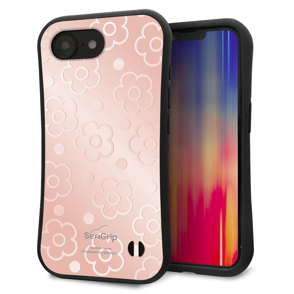 iPhone16e スマホケース 「SEA Grip」 グリップケース Sライン 【SC843 エンボス風デイジーシンプル（ローズピンク）】 UV印刷