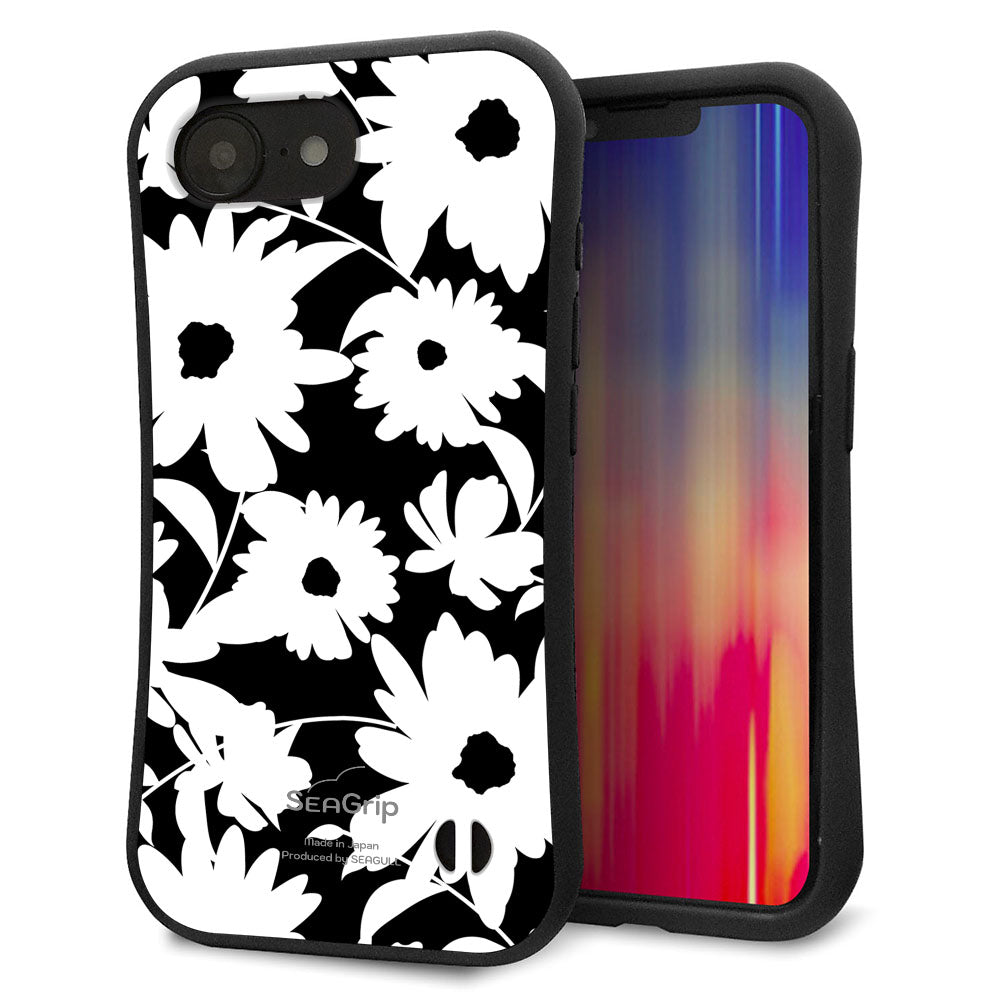 iPhone16e スマホケース 「SEA Grip」 グリップケース Sライン 【SC915 花柄モノトーン 04】 UV印刷
