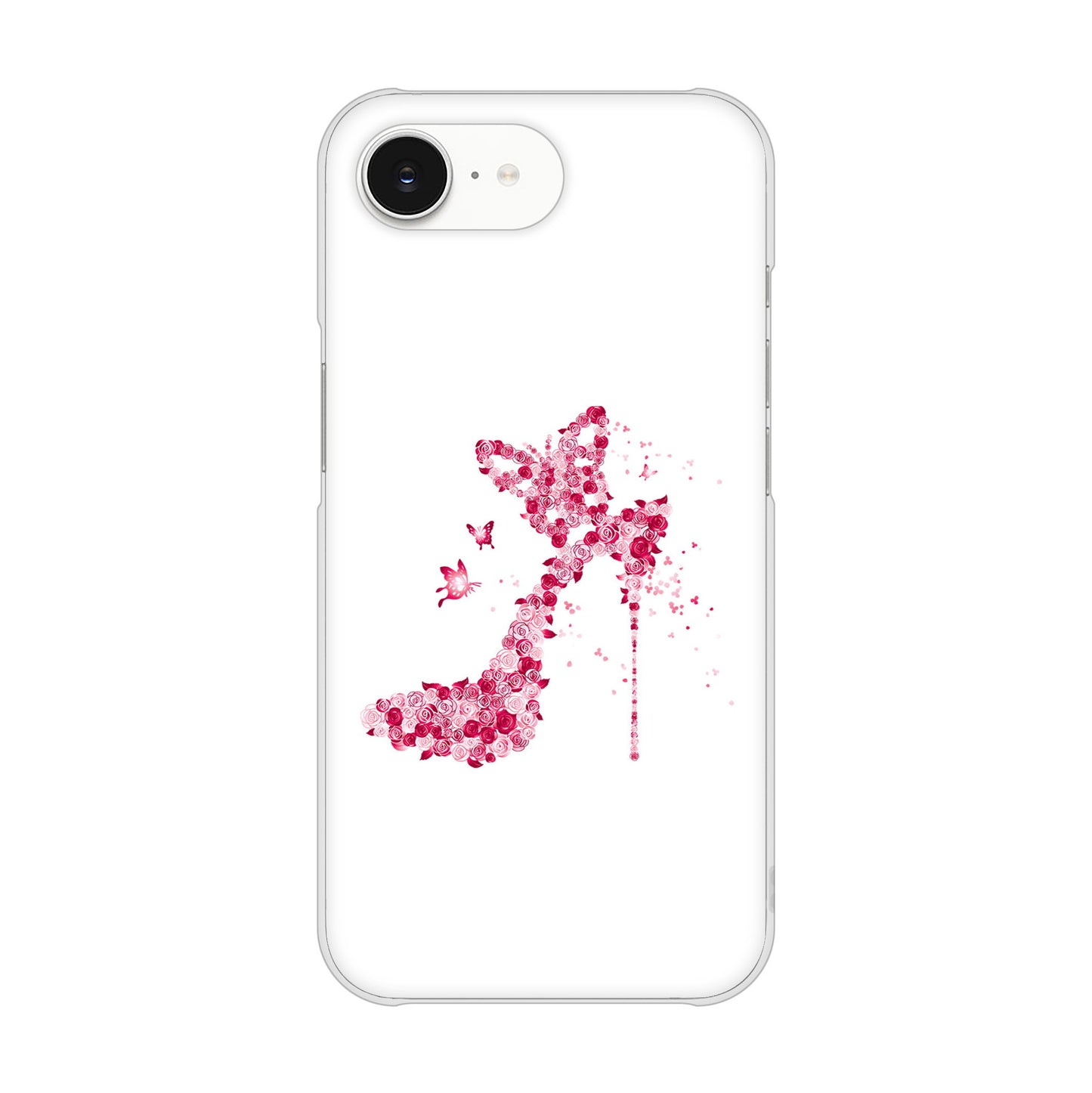 iPhone16e 高画質仕上げ 背面印刷 ハードケース 【387 薔薇のハイヒール】