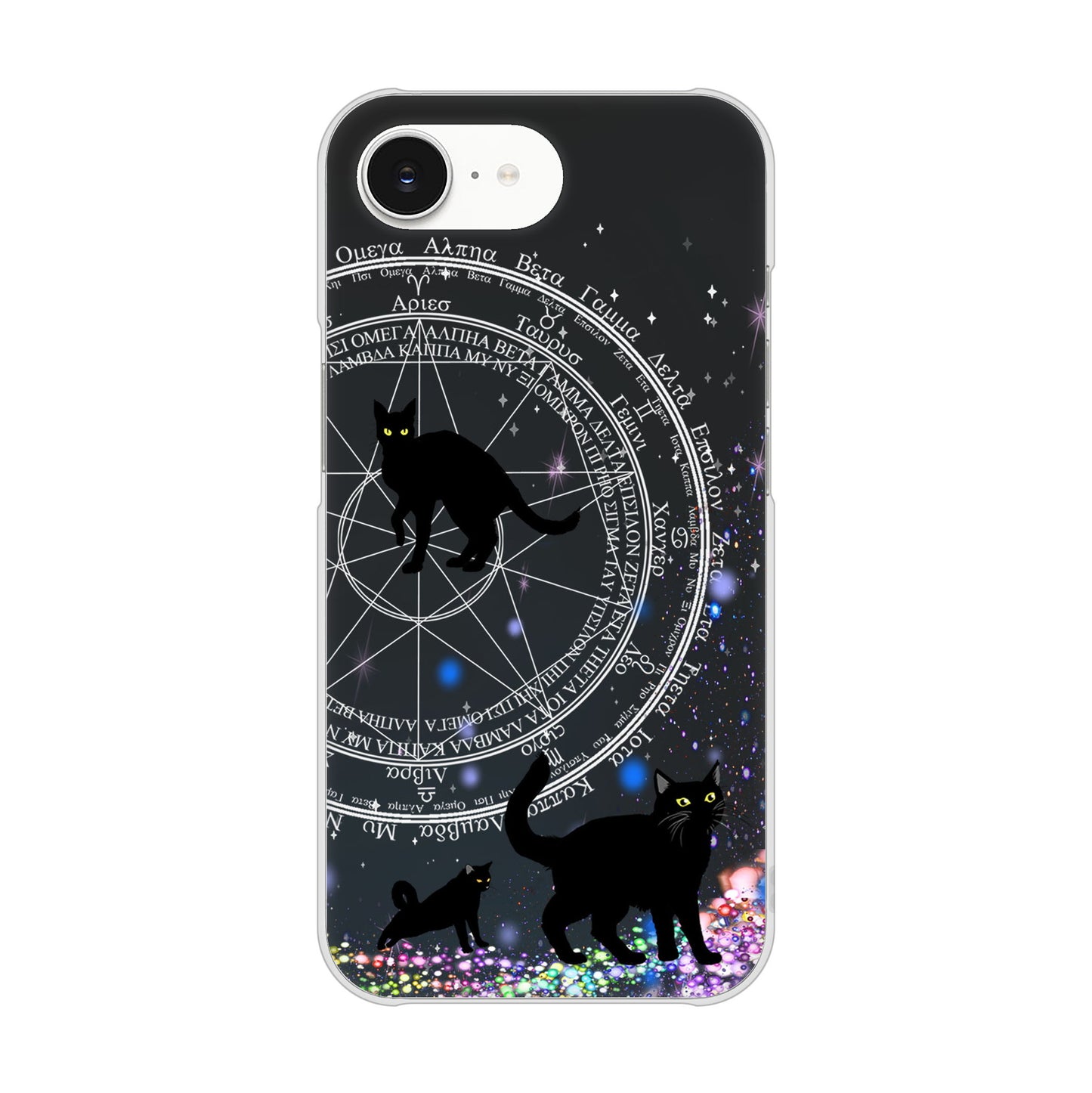 iPhone16e 高画質仕上げ 背面印刷 ハードケース魔法陣猫