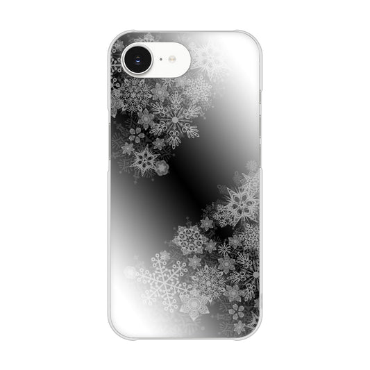 iPhone16e 高画質仕上げ 背面印刷 ハードケース 【YJ340 モノトーン 雪の結晶 】