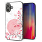 iPhone16 Plus 強化ガラス＆TPUスマホケース ガラプリ【030 花と蝶（うす桃色）】