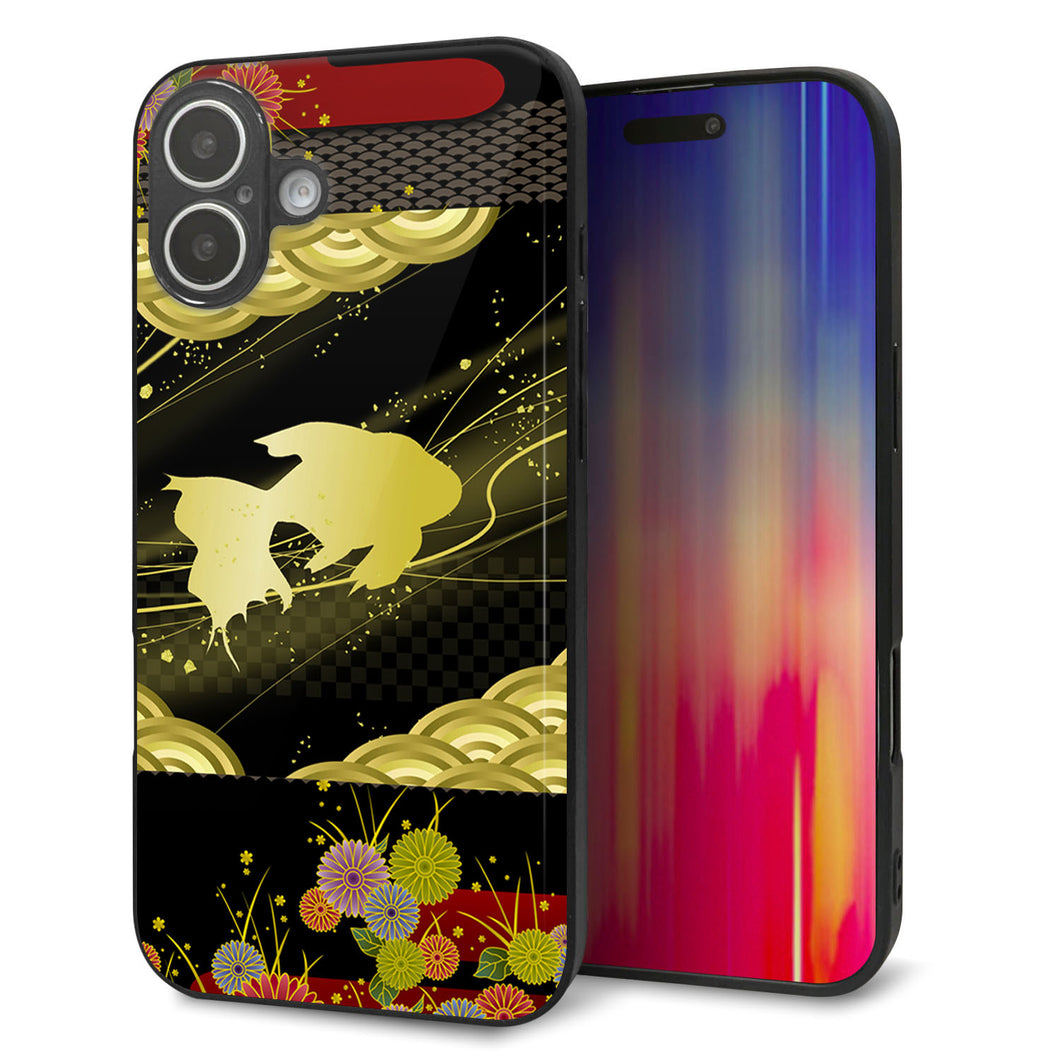 iPhone16 Plus 強化ガラス＆TPUスマホケース ガラプリ【174 天の川の金魚】