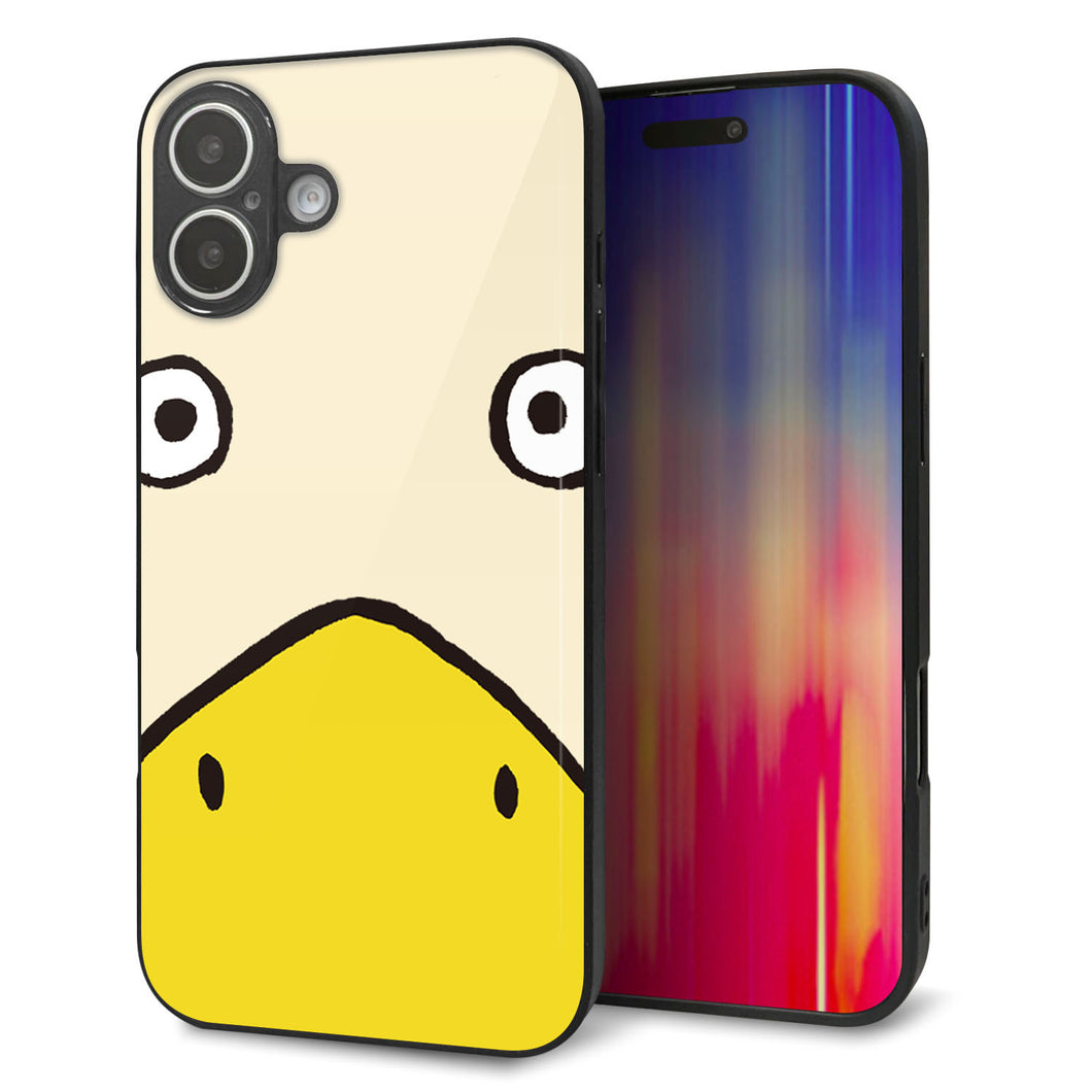 iPhone16 Plus 強化ガラス＆TPUスマホケース ガラプリ【347 あひる】