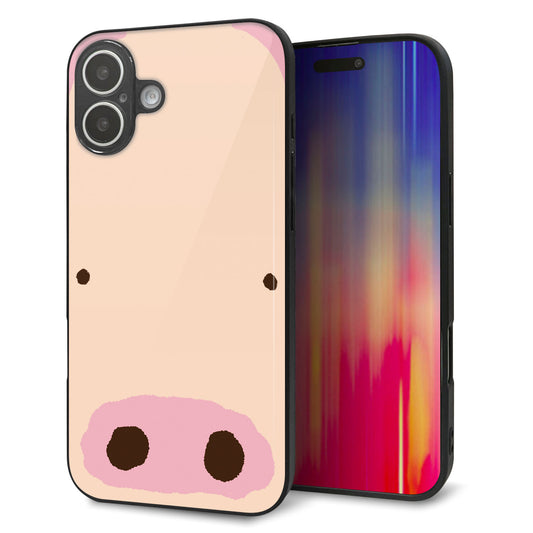 iPhone16 Plus 強化ガラス＆TPUスマホケース ガラプリ【353 ぶた】
