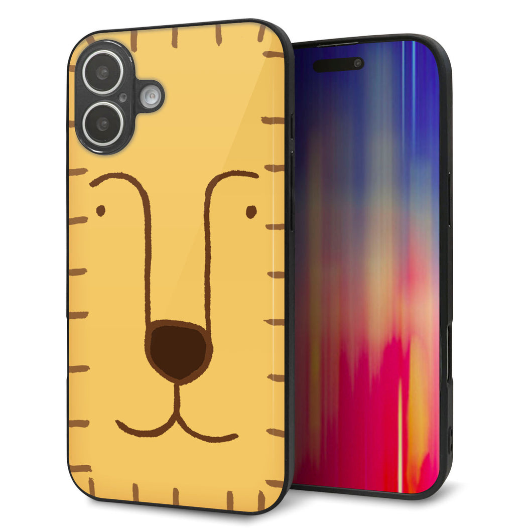 iPhone16 Plus 強化ガラス＆TPUスマホケース ガラプリ【356 らいおん】