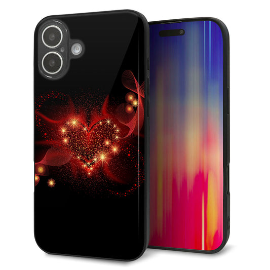 iPhone16 Plus 強化ガラス＆TPUスマホケース ガラプリ【382 ハートの創生】