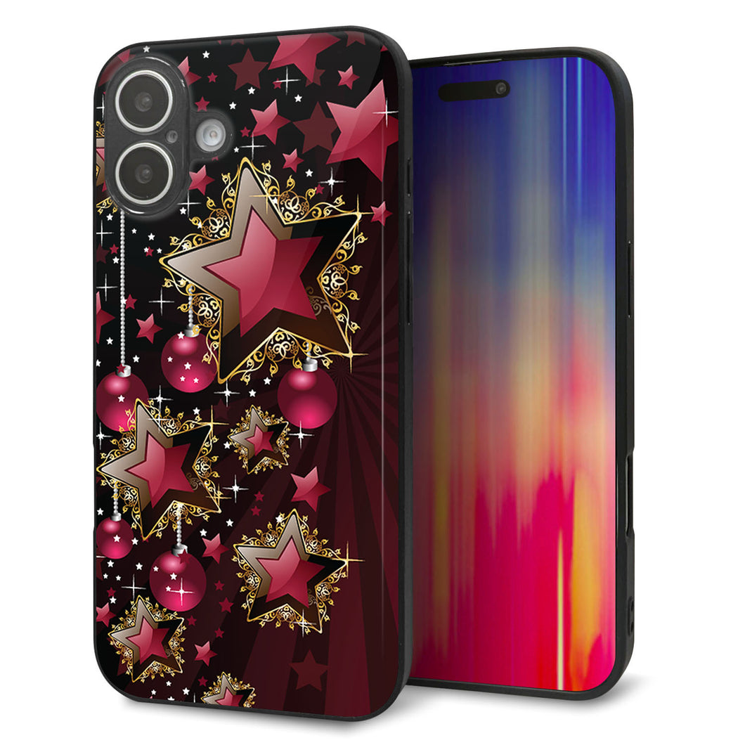iPhone16 Plus 強化ガラス＆TPUスマホケース ガラプリ【434 星の壁】