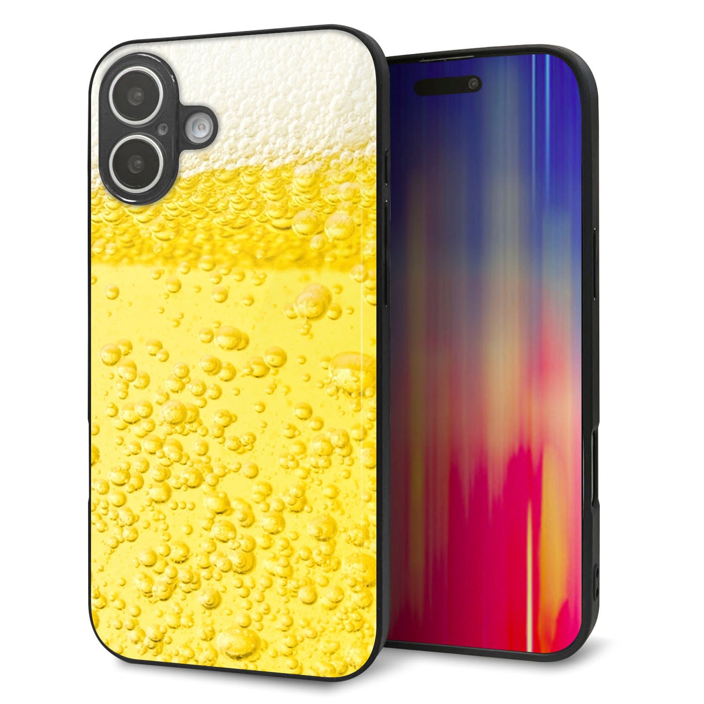 iPhone16 Plus 強化ガラス＆TPUスマホケース ガラプリ【450 生ビール】