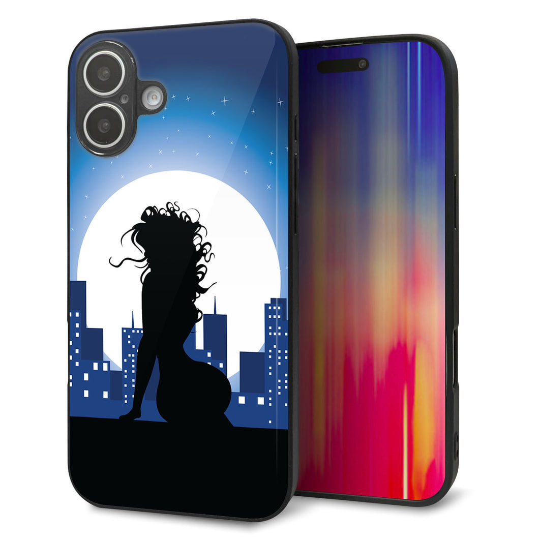 iPhone16 Plus 強化ガラス＆TPUスマホケース ガラプリ【482 夜の窓辺】