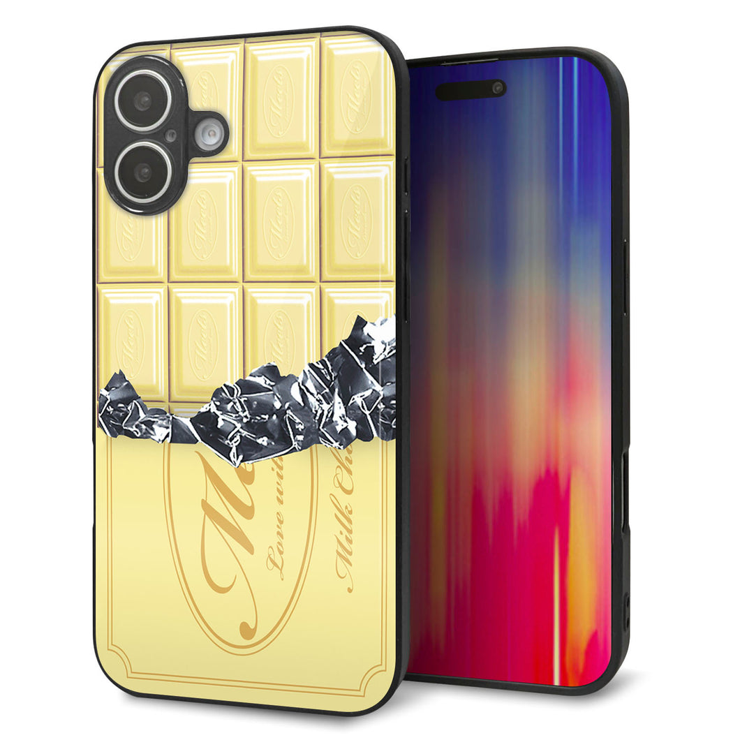 iPhone16 Plus 強化ガラス＆TPUスマホケース ガラプリ【553 板チョコ?ホワイト】