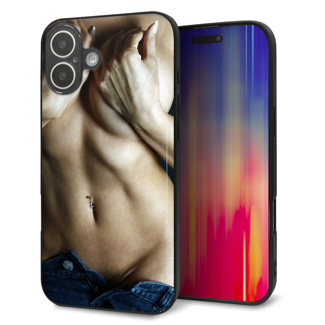 iPhone16 Plus 強化ガラス＆TPUスマホケース ガラプリ【602 ボディライン】