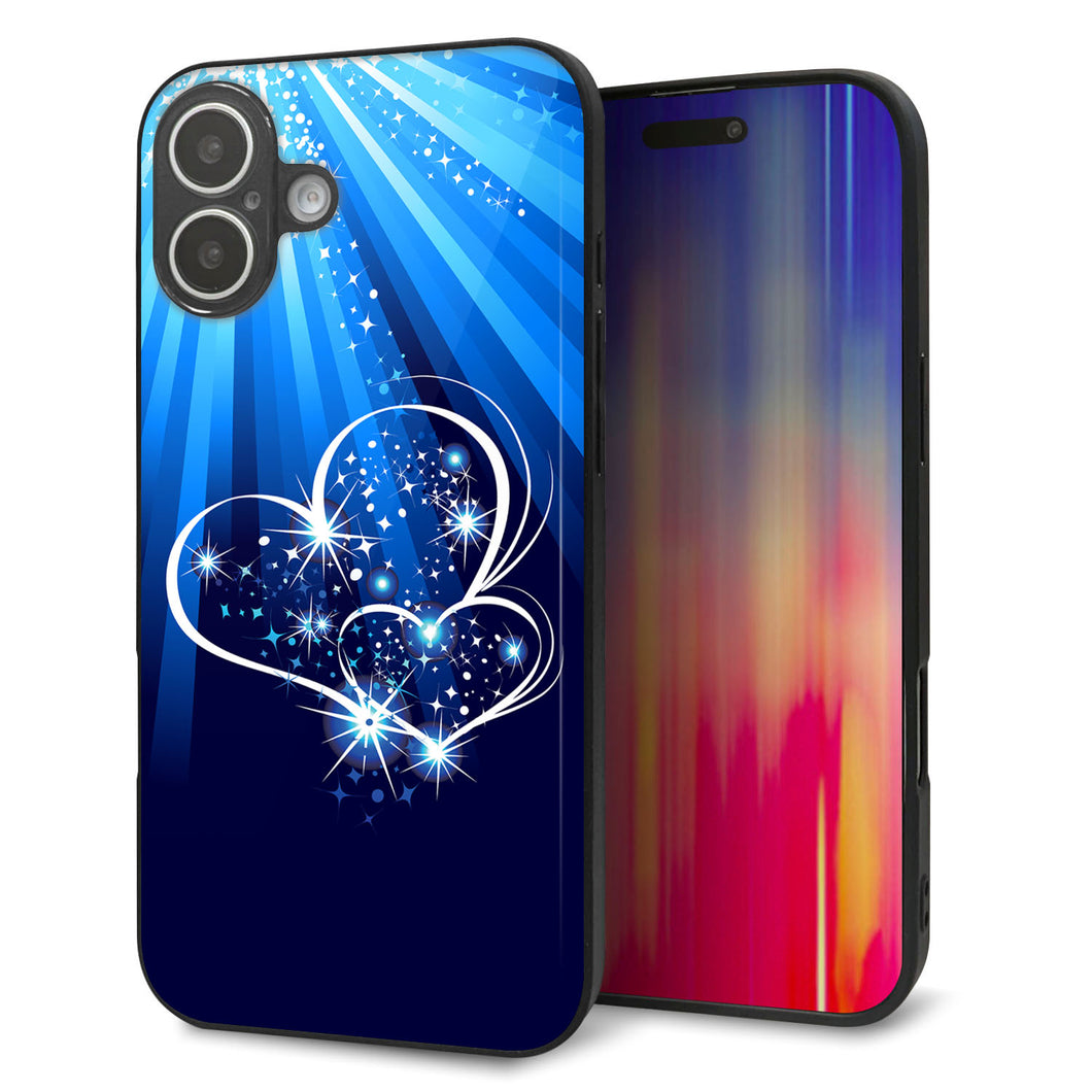 iPhone16 Plus 強化ガラス＆TPUスマホケース ガラプリ【702 スイミングハート】