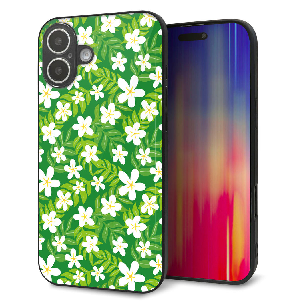iPhone16 Plus 強化ガラス＆TPUスマホケース ガラプリ【760 ジャスミンの花畑】