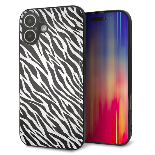 iPhone16 Plus 強化ガラス＆TPUスマホケース ガラプリ【1057 デザインゼブラ（GL）】
