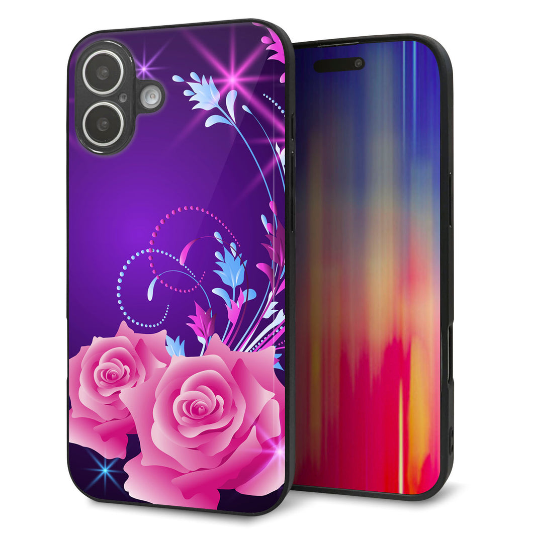 iPhone16 Plus 強化ガラス＆TPUスマホケース ガラプリ【1177 紫色の夜】