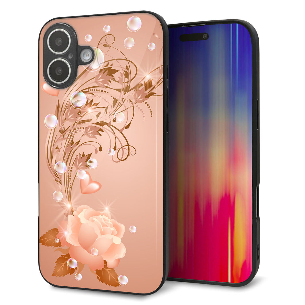 iPhone16 Plus 強化ガラス＆TPUスマホケース ガラプリ【1178 ラブリーローズ】