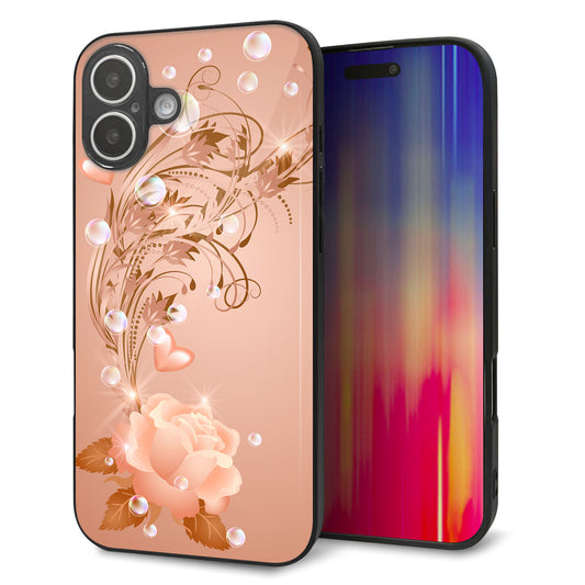 iPhone16 Plus 強化ガラス＆TPUスマホケース ガラプリ【1178 ラブリーローズ】
