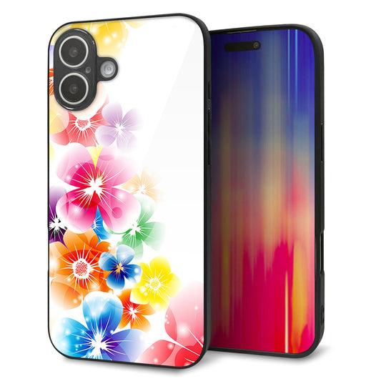 iPhone16 Plus 強化ガラス＆TPUスマホケース ガラプリ【1209 光と花】