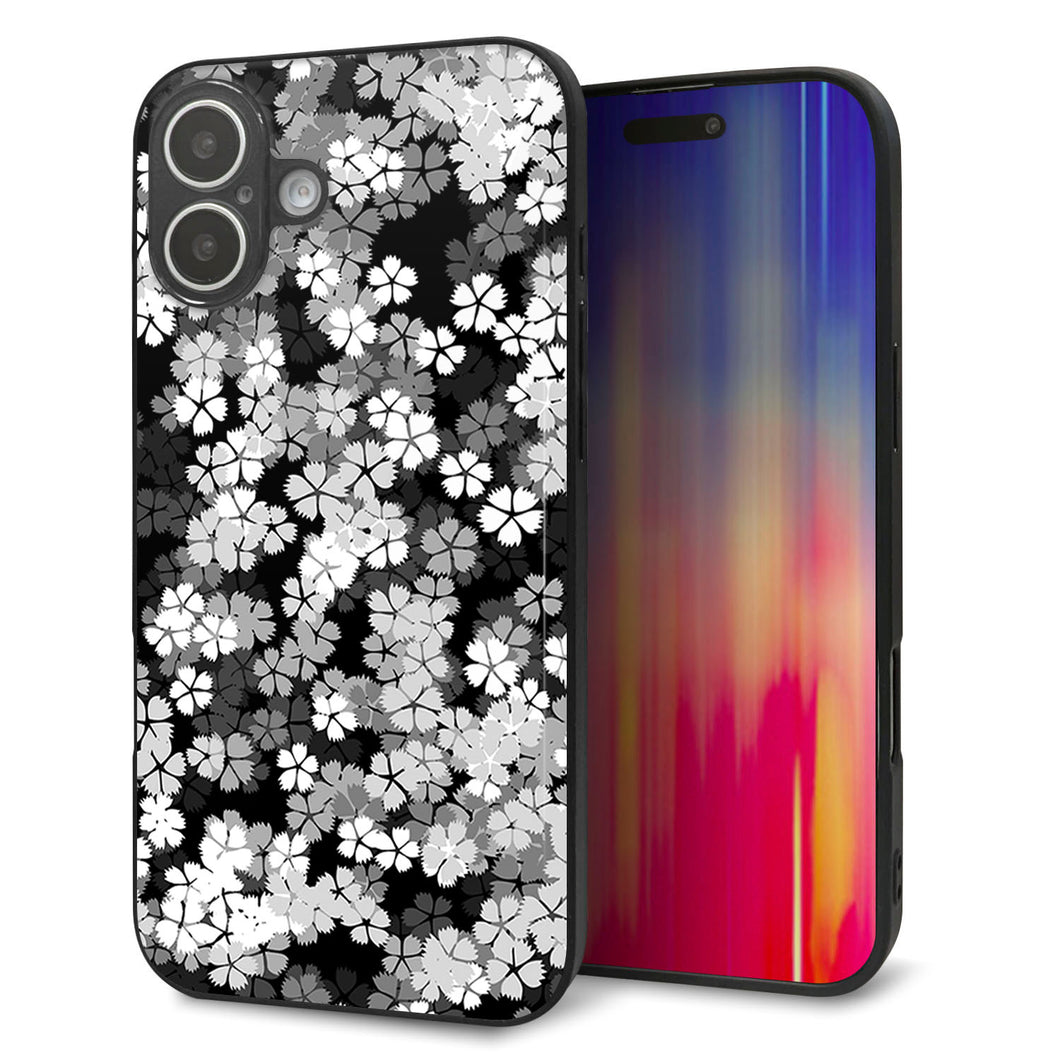iPhone16 Plus 強化ガラス＆TPUスマホケース ガラプリ【1332 夜桜】