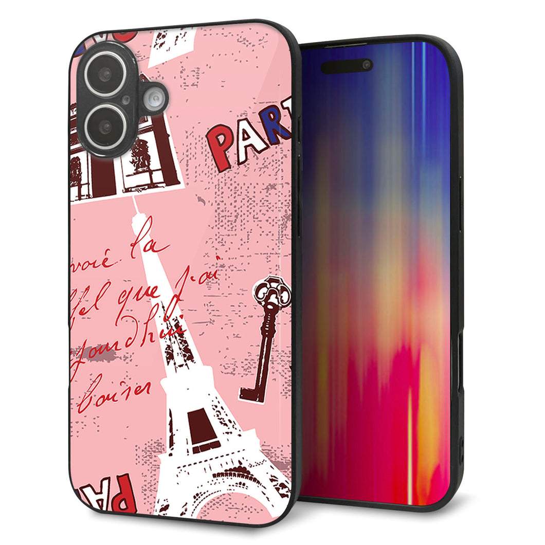iPhone16 Plus 強化ガラス＆TPUスマホケース ガラプリ【EK813 ビューティフルパリレッド】