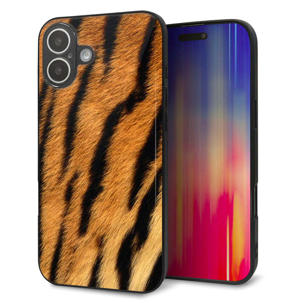 iPhone16 Plus 強化ガラス＆TPUスマホケース ガラプリ【EK847 虎柄】