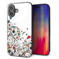 iPhone16 Plus 強化ガラス＆TPUスマホケース ガラプリ【EK908 カラフルな花と鳥】