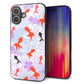 iPhone16 Plus 強化ガラス＆TPUスマホケース ガラプリ【HA214 金魚 花柄 パープル】